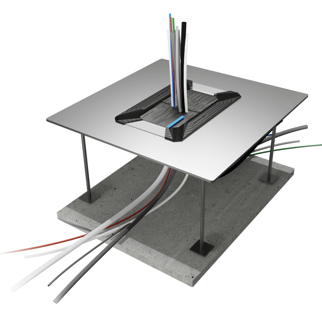 Professionelle Kabelführung durch BrushLock im Doppelboden